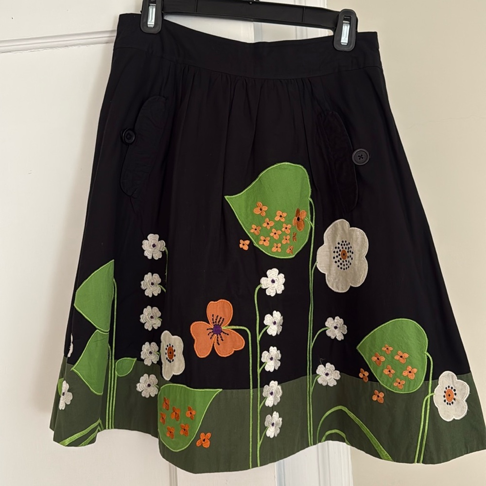 Anthropology embroidered skirt